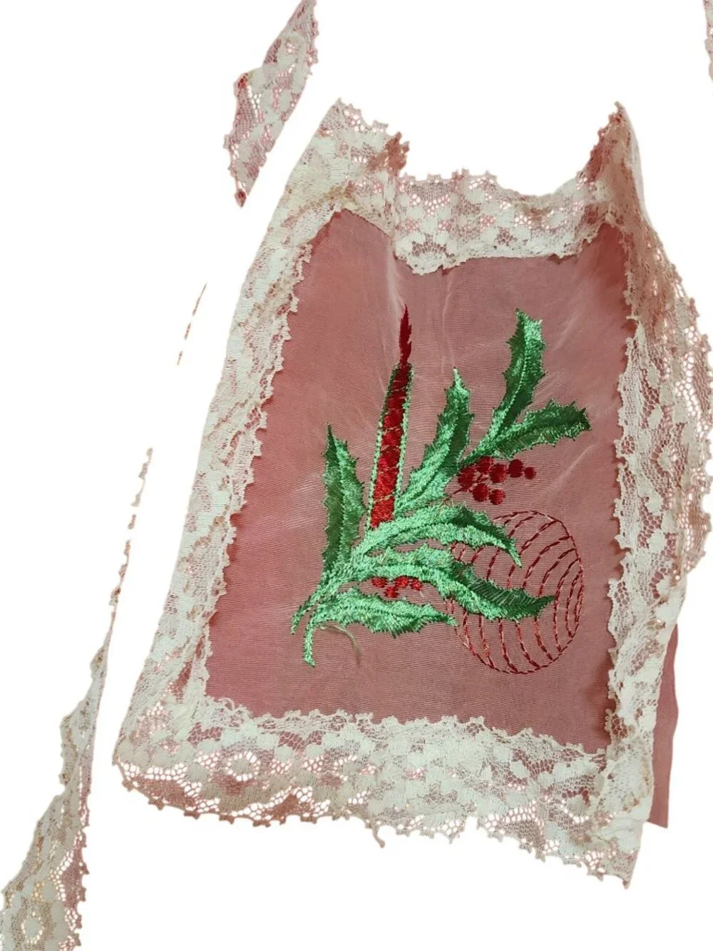 Vintage Sheer Holiday Red Hostess Half Apron